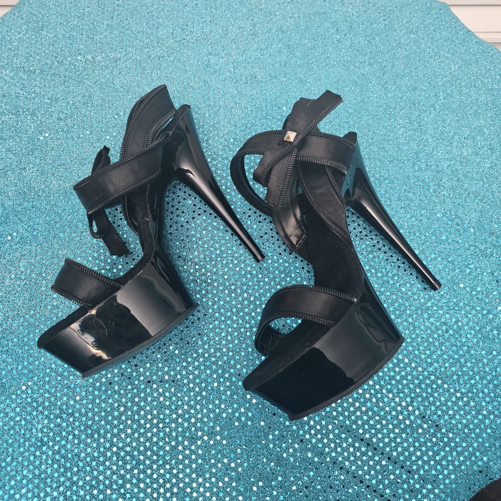 Pleaser Black Strappy Platform Heels